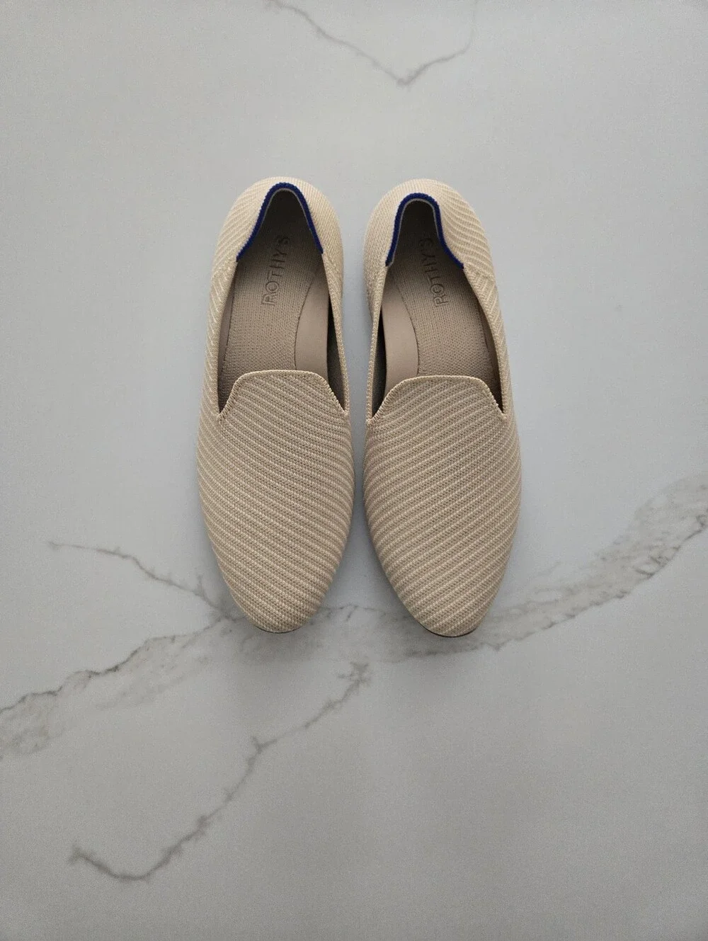 Rothy's Beige Knit Almond Loafers